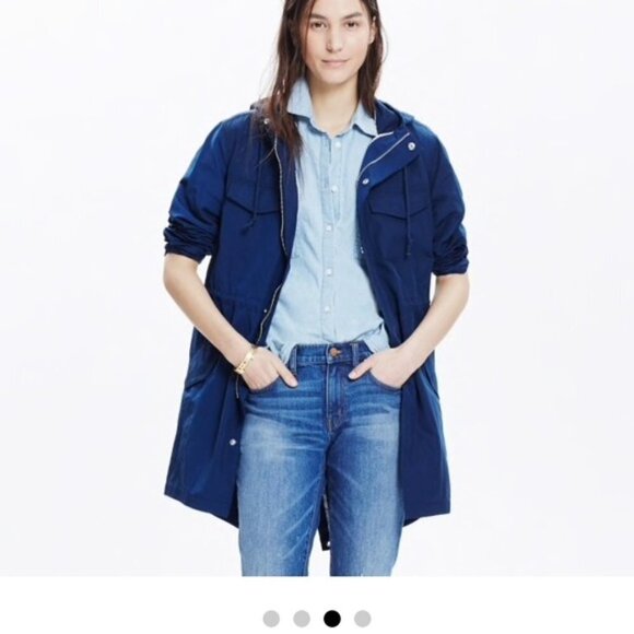 Madewell Hooded Fielder Anorak Jacket Coat in Navy Size Small - Picture 3 of 16